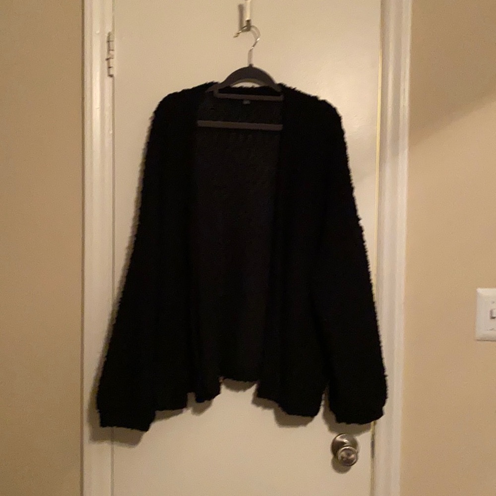 Textured open cardigan